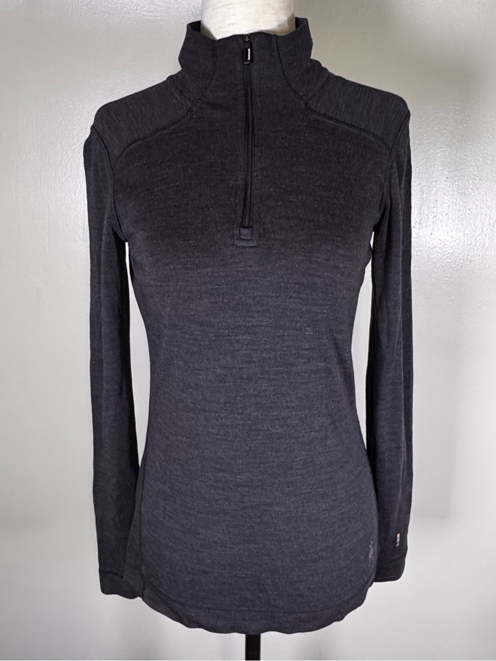 Smartwool Gray Merino Wool Minimalist Gorpcore 1/4 Zip Mock Neck Sweater Size S
